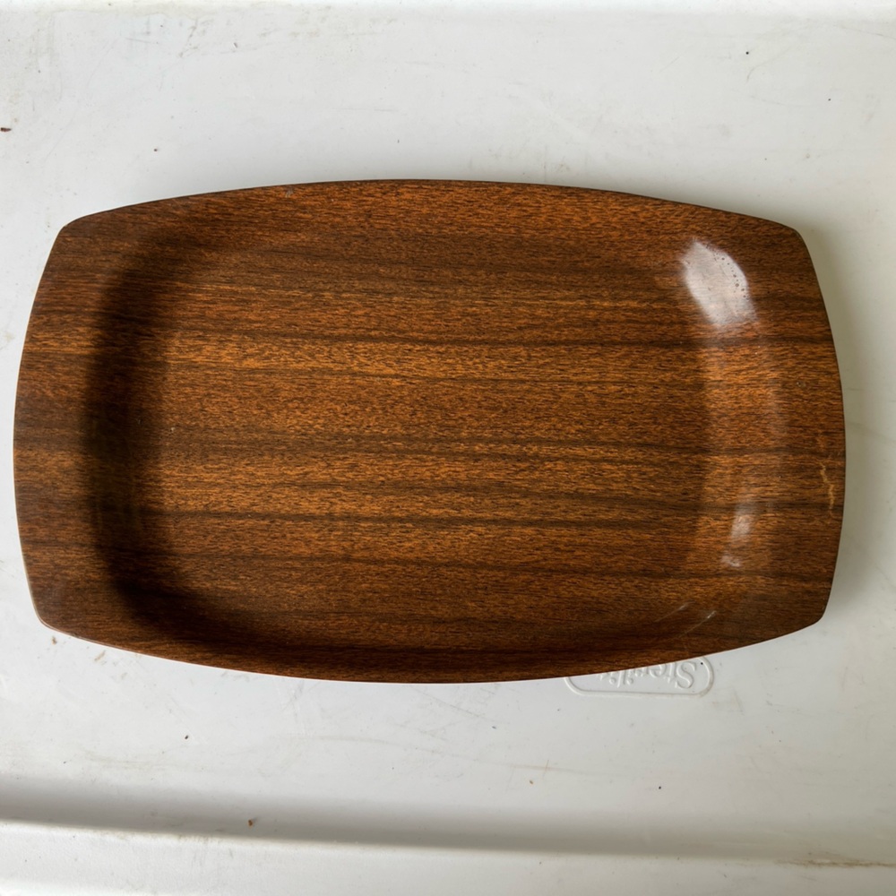 Vintage Pyrex wood look serving platter
